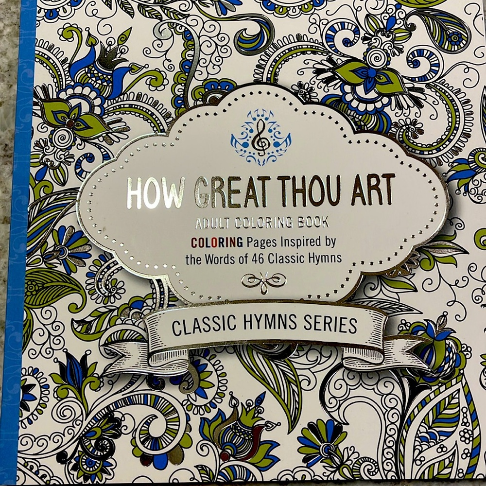 Adult coloring book with beautiful hymns.